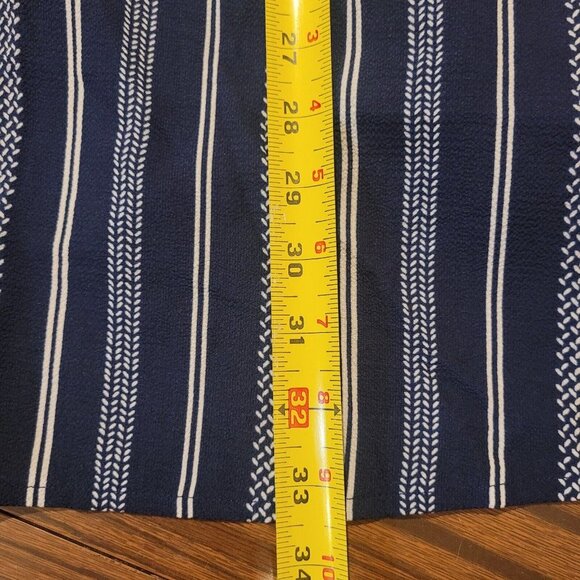 NWT Charlotte Russe V Neck Button Up Back Tie Striped Mini Dress Blue Size Small - Picture 12 of 12